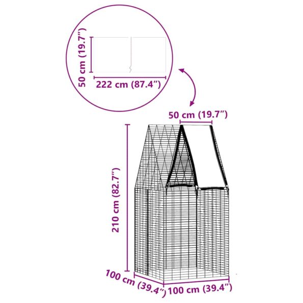 vidaXL Klietka pre králiky Strieborná 100 x 100 x 210 cm – Obrázok 12
