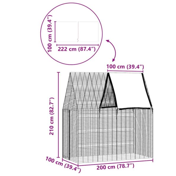 vidaXL Klietka pre králiky Strieborná 200 x 100 x 210 cm – Obrázok 12