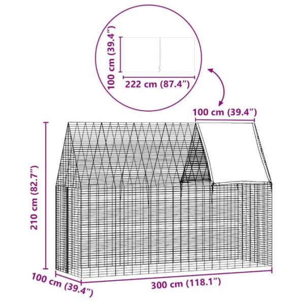 vidaXL Klietka pre králiky Strieborná 300 x 100 x 210 cm – Obrázok 12