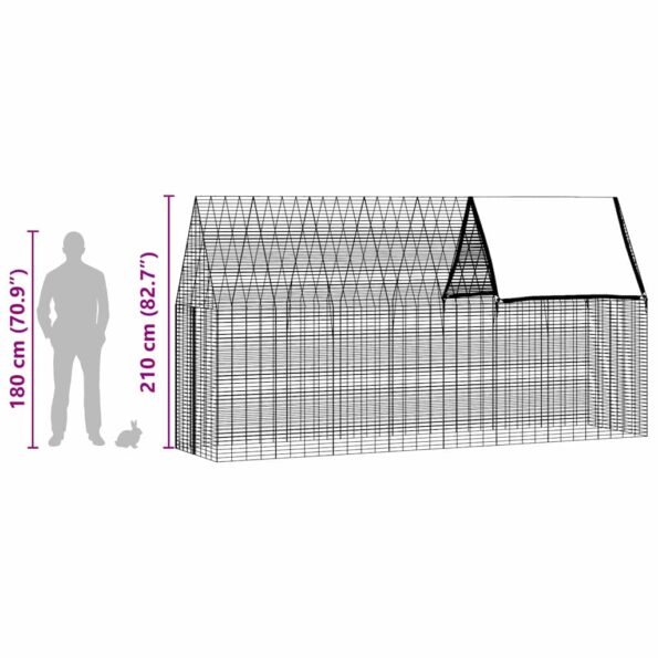 vidaXL Klietka pre králiky Strieborná 400 x 100 x 210 cm – Obrázok 13