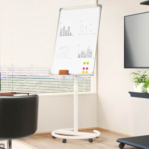 vidaXL Magnetická biela tabuľa Šedý a biely 62 x 62,5 x 197 cm EPS – Obrázok 4