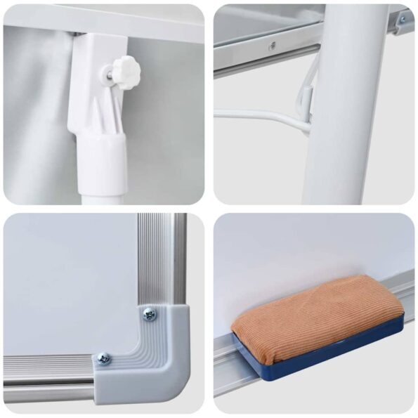 vidaXL Magnetická biela tabuľa Šedý a biely 62 x 62,5 x 197 cm EPS – Obrázok 8