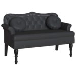vidaXL Chesterfield lavica Čierna 120,5 x 65 x 75 cm Umelá koža – Obrázok 2