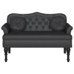 vidaXL Chesterfield lavica Čierna 120,5 x 65 x 75 cm Umelá koža – Obrázok 4
