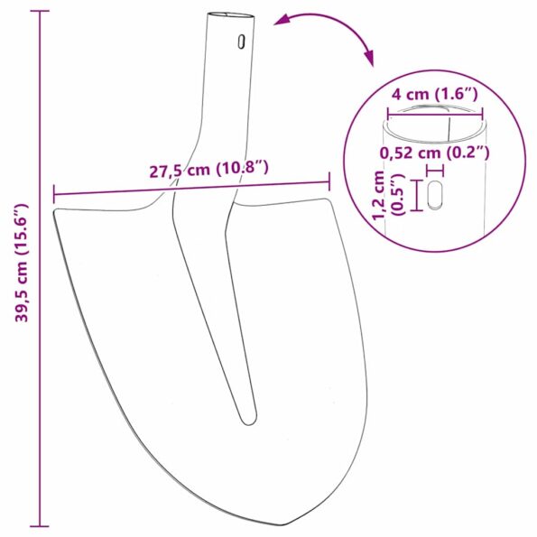 vidaXL Hlava lopaty Červená 39,5 x 27,5 cm – Obrázok 11