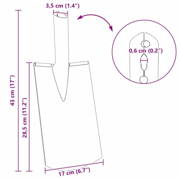 vidaXL Hlava lopaty Strieborná 43 x 17 cm – Obrázok 11