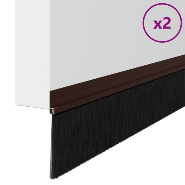 vidaXL Samolepiace tesnenia dverí s kefou 2 pcs Hnedá 100 cm – Obrázok 3