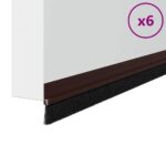 vidaXL Samolepiace tesnenia dverí s kefou 6 pcs Hnedá 100 cm – Obrázok 3