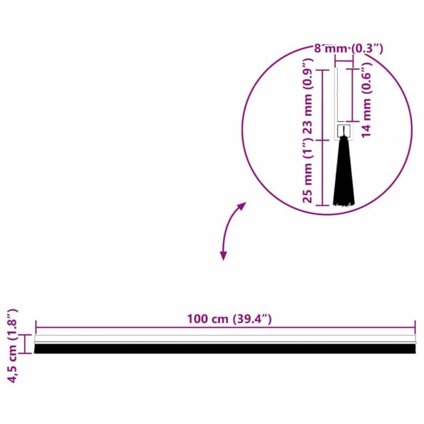 vidaXL Samolepiace tesnenia dverí s kefou 12 pcs Hnedá 100 cm – Obrázok 10