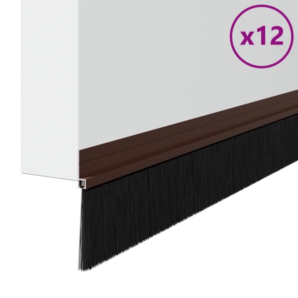 vidaXL Samolepiace tesnenia dverí s kefou 12 pcs Hnedá 100 cm – Obrázok 3