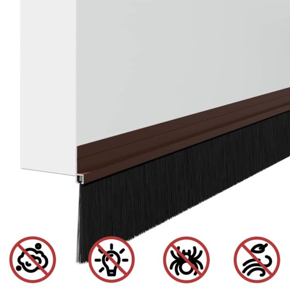 vidaXL Samolepiace tesnenia dverí s kefou 12 pcs Hnedá 100 cm – Obrázok 8
