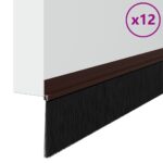 vidaXL Samolepiace tesnenia dverí s kefou 12 pcs Hnedá 100 cm – Obrázok 3