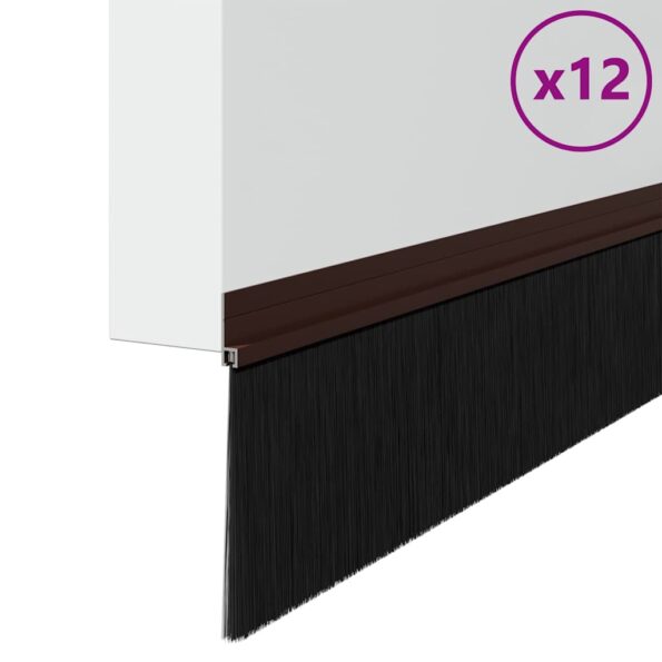 vidaXL Samolepiace tesnenia dverí s kefou 12 pcs Hnedá 100 cm – Obrázok 3
