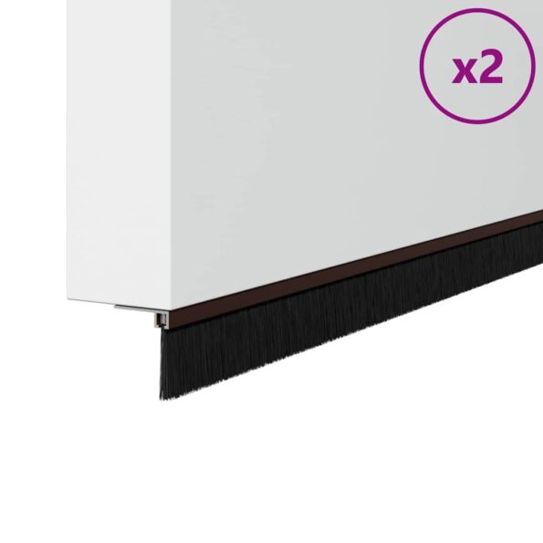 vidaXL Samolepiace tesnenia dverí s kefou 2 pcs Hnedá 100 cm – Obrázok 2
