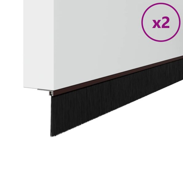 vidaXL Samolepiace tesnenia dverí s kefou 2 pcs Hnedá 100 cm – Obrázok 2