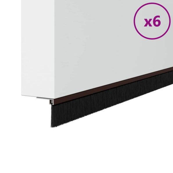 vidaXL Samolepiace tesnenia dverí s kefou 6 pcs Hnedá 100 cm – Obrázok 2