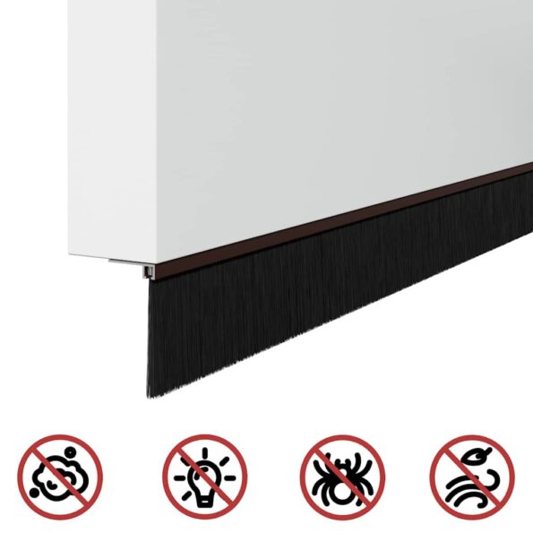 vidaXL Samolepiace tesnenia dverí s kefou 6 pcs Hnedá 100 cm – Obrázok 9