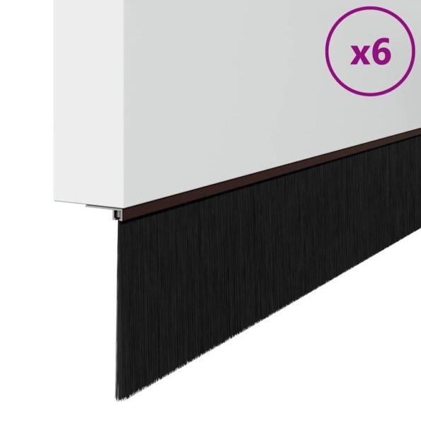vidaXL Samolepiace tesnenia dverí s kefou 6 pcs Hnedá 100 cm – Obrázok 2