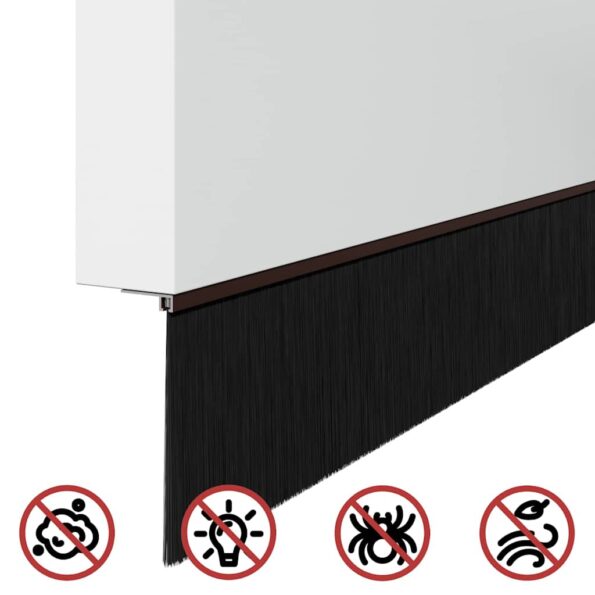 vidaXL Samolepiace tesnenia dverí s kefou 6 pcs Hnedá 100 cm – Obrázok 9