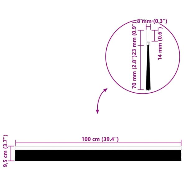 vidaXL Samolepiace tesnenia dverí s kefou 12 pcs Strieborná 100 cm – Obrázok 10