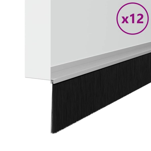vidaXL Samolepiace tesnenia dverí s kefou 12 pcs Strieborná 100 cm – Obrázok 3