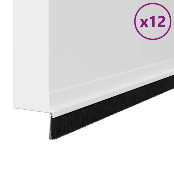 vidaXL Samolepiace tesnenia dverí s kefou 12 pcs Biela 100 cm – Obrázok 3
