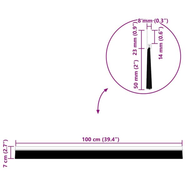 vidaXL Samolepiace tesnenia dverí s kefou 12 pcs Čierna 100 cm – Obrázok 10