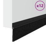 vidaXL Samolepiace tesnenia dverí s kefou 12 pcs Čierna 100 cm – Obrázok 3