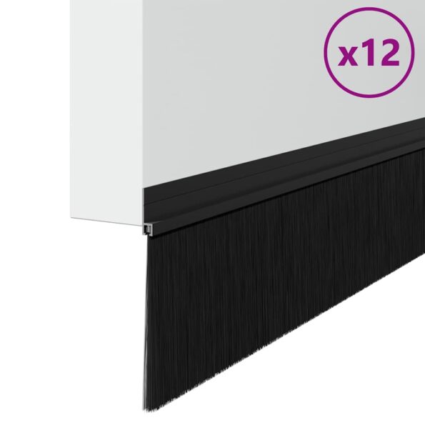 vidaXL Samolepiace tesnenia dverí s kefou 12 pcs Čierna 100 cm – Obrázok 3