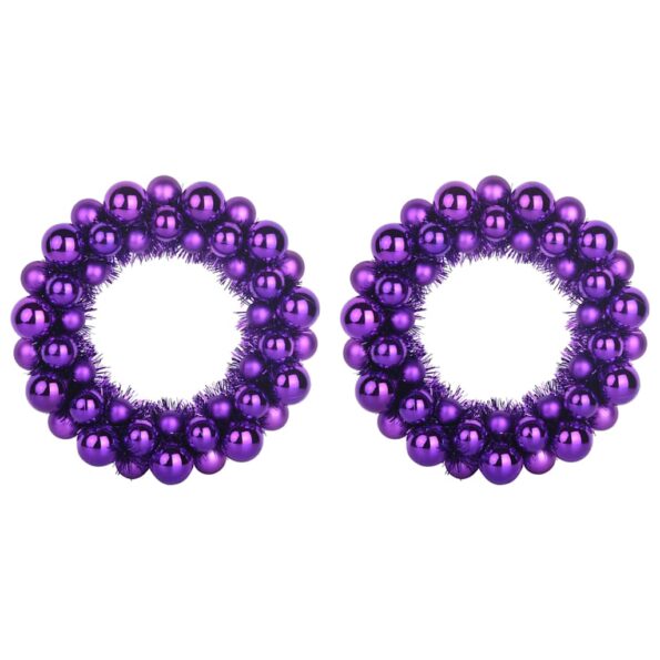 vidaXL Vianočné guľové vence 2 pcs Fialová 33 x 33 x 7 cm Polystyrén – Obrázok 2