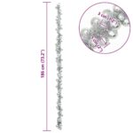 vidaXL Vianočný guľový girland Strieborná 186 cm Polystyrén – Obrázok 7