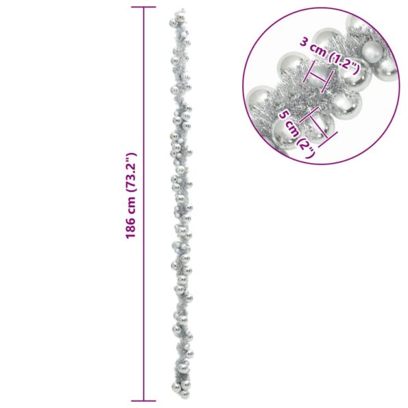 vidaXL Vianočný guľový girland Strieborná 186 cm Polystyrén – Obrázok 7