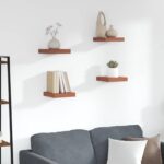 vidaXL Stenná polica 4 pcs Červená 23 x 23,5 x 4 cm Kompozitné drevo