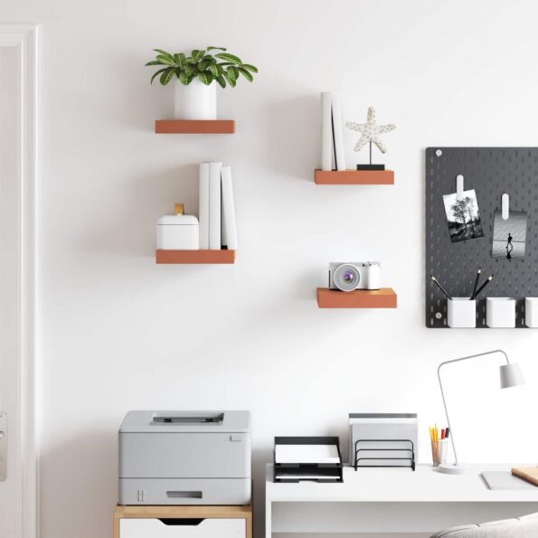 vidaXL Stenná polica 4 pcs Červená 23 x 23,5 x 4 cm Kompozitné drevo – Obrázok 4