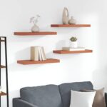 vidaXL Stenná polica 4 pcs Červená 50 x 23 x 4 cm Kompozitné drevo