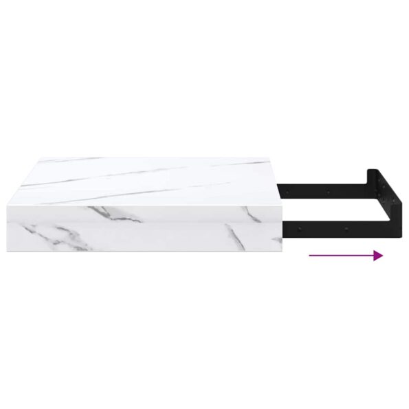 vidaXL Stenná polica Biely mramor 23 x 23,5 x 4 cm Kompozitné drevo – Obrázok 12