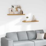 vidaXL Stenná polica 2 pcs Béžová 80 x 23,5 x 4 cm Kompozitné drevo