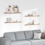 vidaXL Stenná polica 4 pcs Hnedá 100 x 9 x 3 cm Kompozitné drevo
