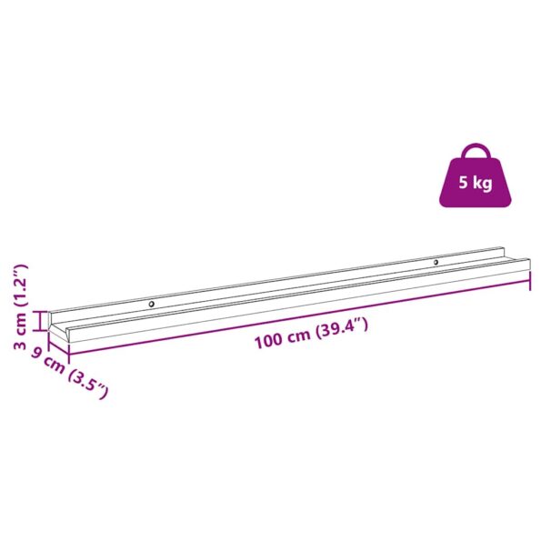 vidaXL Stenná polica 4 pcs Hnedá 100 x 9 x 3 cm Kompozitné drevo – Obrázok 13