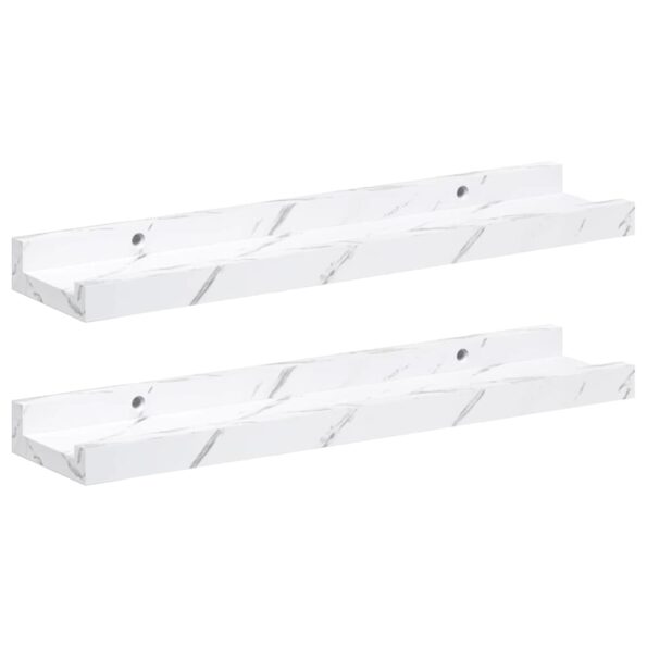 vidaXL Stenná polica 2 pcs Biely mramor 40 x 9 x 3 cm Kompozitné drevo – Obrázok 2