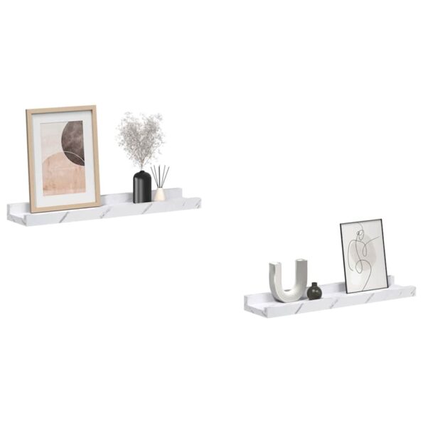 vidaXL Stenná polica 2 pcs Biely mramor 40 x 9 x 3 cm Kompozitné drevo – Obrázok 3