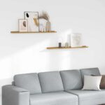vidaXL Stenná polica 2 pcs Béžová 100 x 9 x 3 cm Kompozitné drevo