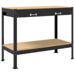 vidaXL Pracovný stôl Čierny 114 x 54 x 91 cm Spracované drevo a kov – Obrázok 2
