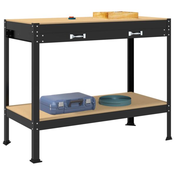 vidaXL Pracovný stôl Čierny 114 x 54 x 91 cm Spracované drevo a kov – Obrázok 3