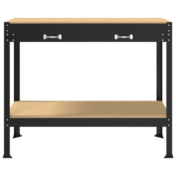 vidaXL Pracovný stôl Čierny 114 x 54 x 91 cm Spracované drevo a kov – Obrázok 6