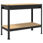 vidaXL Pracovný stôl Čierny 114 x 54 x 91 cm Spracované drevo a kov – Obrázok 8