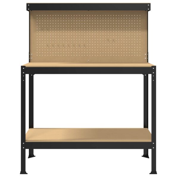 vidaXL Pracovný stôl Čierny 114 x 54 x 145 cm Spracované drevo a kov – Obrázok 5