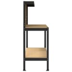 vidaXL Pracovný stôl Čierny 114 x 54 x 145 cm Spracované drevo a kov – Obrázok 6