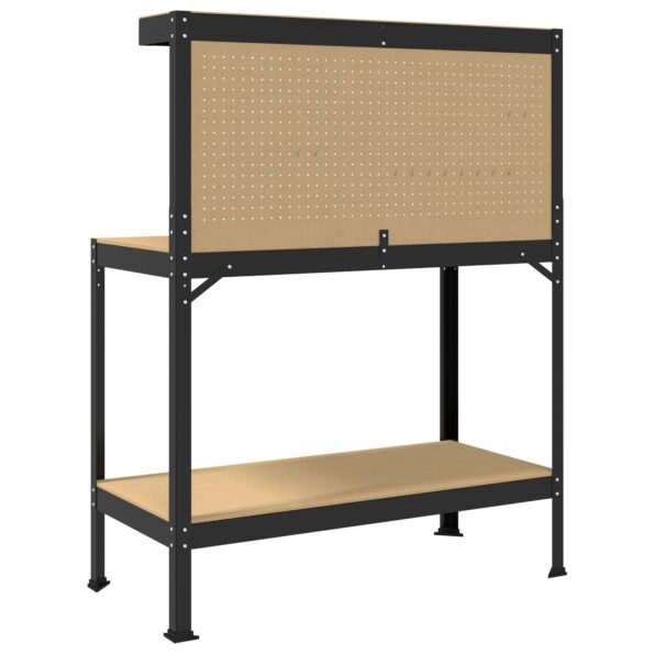 vidaXL Pracovný stôl Čierny 114 x 54 x 145 cm Spracované drevo a kov – Obrázok 7
