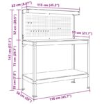 vidaXL Pracovný stôl Čierny 114 x 54 x 145 cm Spracované drevo a kov – Obrázok 9